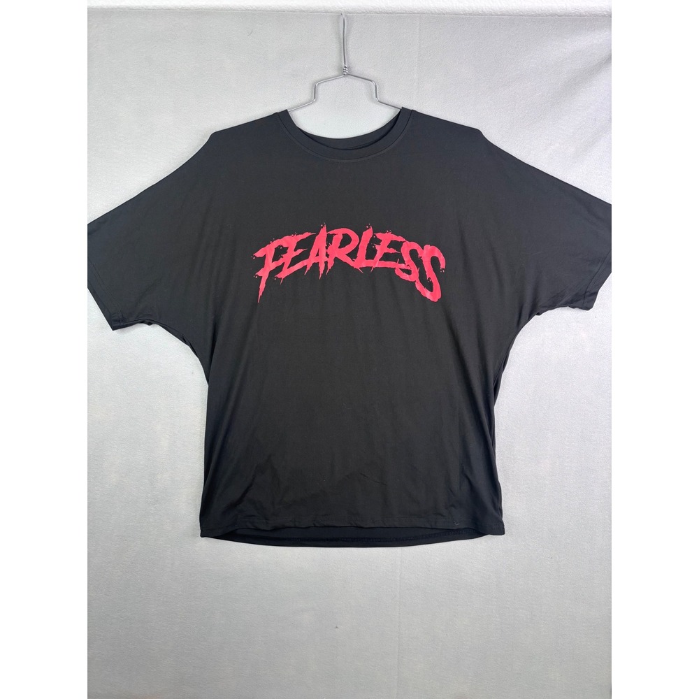 Romwe Mens Fearless Graphic T-Shirt Black Red Los Angeles Streetwear Size M